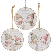 Snowy Ever After Pastel Snowman Ornament  (3 Count Assortment)