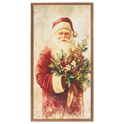Olde Tyme Christmas Santa With Florals Framed Canvas - 8.5" x16.5"