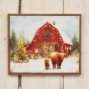Highland Family At the Winter Barn Canvas