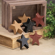 Mustard - Burgundy - and Black Wooden Stars (Set of 6)