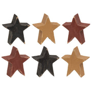 Mustard - Burgundy - and Black Wooden Stars (Set of 6)