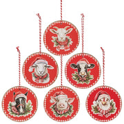 Down on the Farm Round Ornament  (6 Count Assortment)