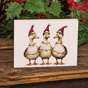 Christmas Lights Goose Trio Block - 6" x 4.5"