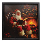 Santa Reading By the Fire Framed Print - 20-3/4" Sq