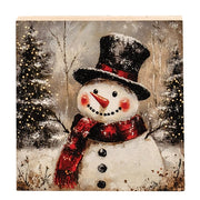 Distressed Woodland Tophat Snowman Block - 5" Sq  (3 Count Assortment)