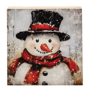 Distressed Woodland Tophat Snowman Block - 5" Sq  (3 Count Assortment)