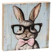 Bunny In Black Specs Block - 5" Sq.