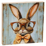 Bunny In Red Specs Block - 5" Sq.