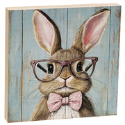 Bunny In Pink Specs Block - 5" Sq.
