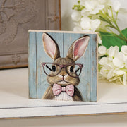 Bunny In Pink Specs Block - 5" Sq.