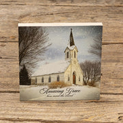 Amazing Grace Snowy Church Block - 6" Sq.