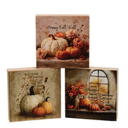 Fall Blessings Block - 3" Sq.  (3 Count Assortment)