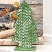 Laurel Embossed Distressed Metal Christmas Tree