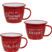 Christmas Sprit Red Enamel Mug  (3 Count Assortment)