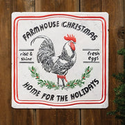 Farmhouse Christmas Rooster Distressed Metal Sign