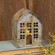 Distressed Rusty Metal Tealight Barn