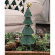 Distressed Textured Metal Christmas Tree - 14"