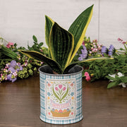 Blue & White Gingham Check "Happy Easter" Can