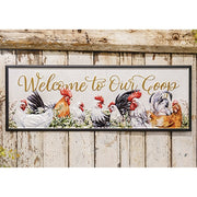 Welcome to Our Coop Distressed Metal Sign