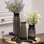 BoHo Etched Black Wooden Vase - 8"