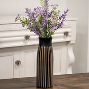 BoHo Etched Black Wooden Vase - 10"