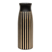 BoHo Etched Black Wooden Vase - 10"