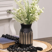 BoHo Etched Black Wooden Vase - 6.5"