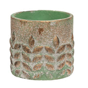 Distressed Patina Finish Wheat Embossed Cement Planter