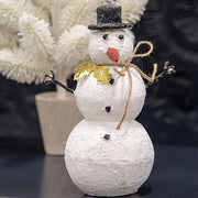 Distressed Metal Crafty Snowman with Gold Holly Leaves