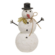 Distressed Metal Crafty Snowman with Gold Holly Leaves