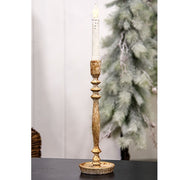 Distressed Gold Finish Candle Stick - 12"H