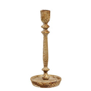 Distressed Gold Finish Candle Stick - 9"H