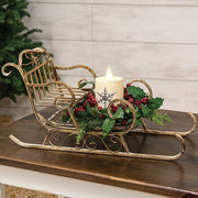 Distressed Gold Finish Scrolled Sleigh