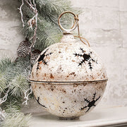 Gleaming Distressed White Metal Snowflake Jingle Bell - 8.25" x 11.5"