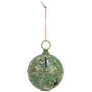 Gleaming Distressed Green Metal Snowflake Jingle Bell - 8.25" x 11.5"