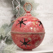 Gleaming Distressed Red Metal Snowflake Jingle Bell - 8.25" x 11.5"