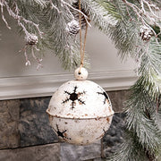 Gleaming Distressed White Metal Snowflake Jingle Bell - 5" x 7.25