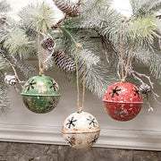 Gleaming Distressed Metal Snowflake Jingle Bell - 3.5"  (3 Count Assortment)