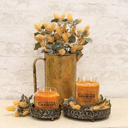 Distressed Embossed Metal Jar Candle Tray - 4.75" Dia.