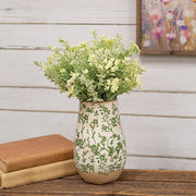 Cottage Bloom Green Floral Ceramic Vase - 8.5"H