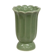 Sage Green Scalloped Ceramic Vase - 5"H
