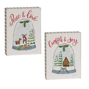 Snow Globe Gingham Box Sign  (2 Count Assortment)
