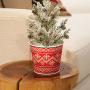 Red Nordic Snowflake Metal Bucket