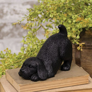 Black Resin Playful Puppy Figurine