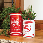 Let It Snow & Believe Distressed Metal Buckets (Set of 2)