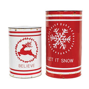 Let It Snow & Believe Distressed Metal Buckets (Set of 2)