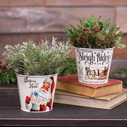 Old Fashioned Sleigh Rides White Metal Bucket