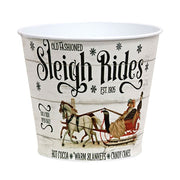 Old Fashioned Sleigh Rides White Metal Bucket