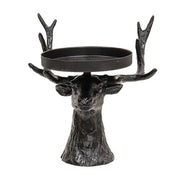 Black Metal Reindeer Pillar Candle Holder