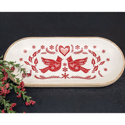 Yuletide Cardinal Oval Wooden Tray